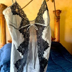 Very sexy babydoll lingerie in Silver with black lace.
